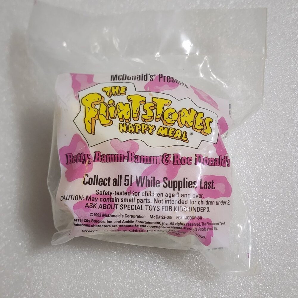 McDonald's‎ Happy Meal Toy The Flintstones Betty Bamm-Bamm Roc Donald's 1994 New